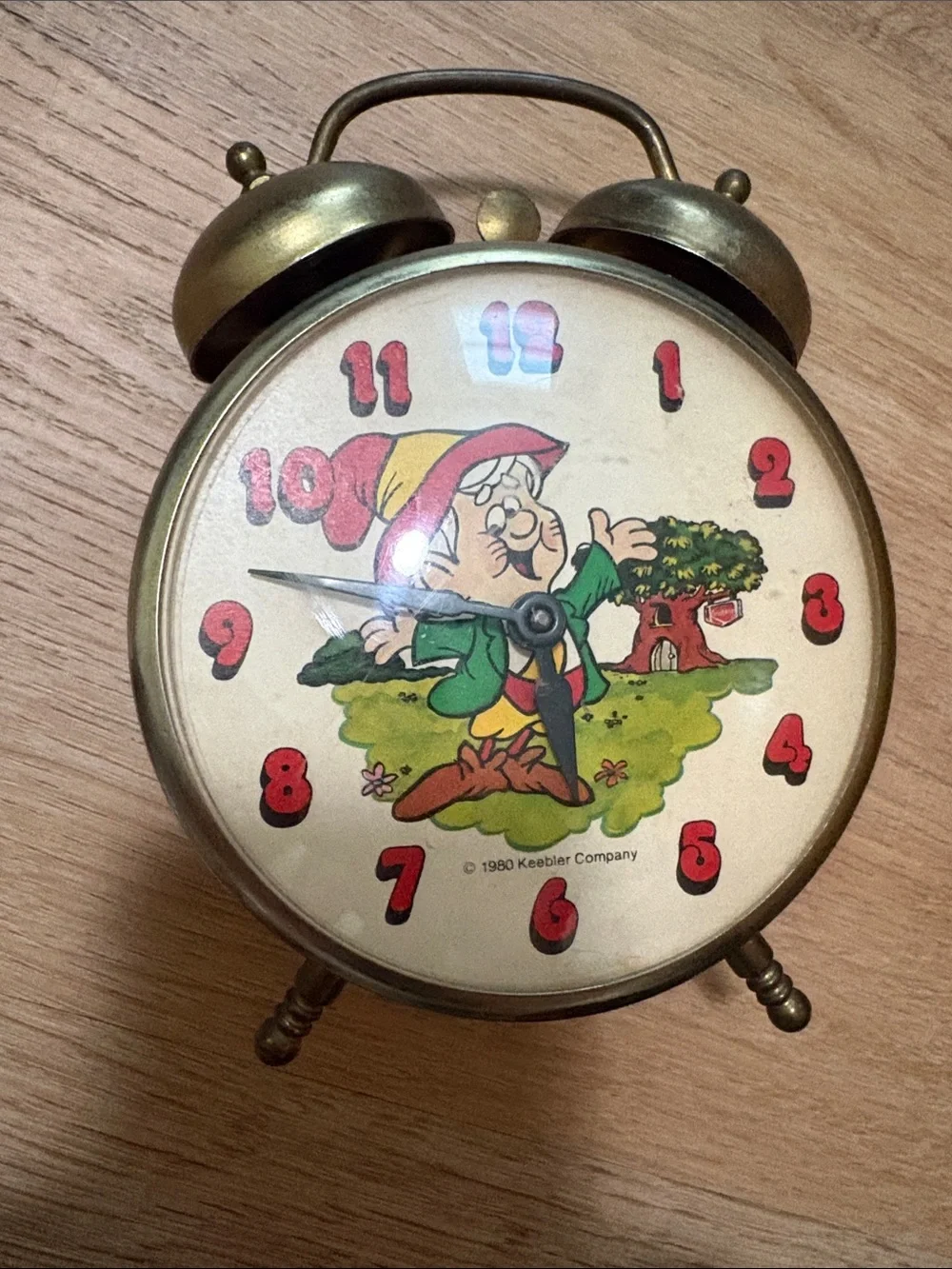 Vintage 1980 Keebler Elf Wind-Up Twin Bell Alarm Clock Tested Working